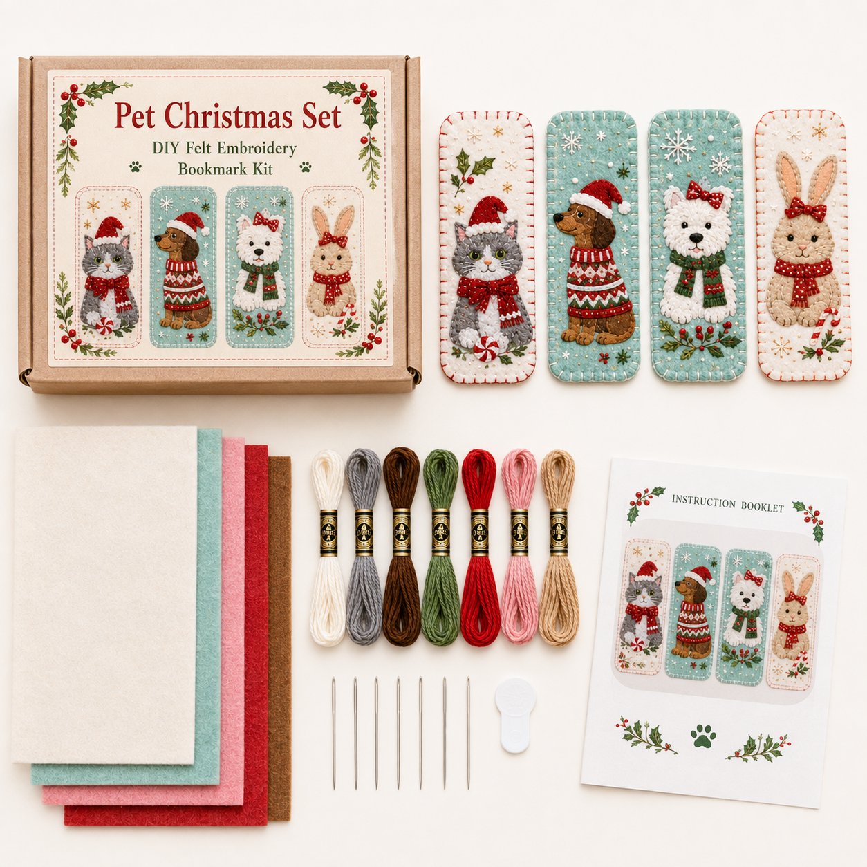 🎄 🔥 Last Day70% OFF-DIY Felt Embroidery Bookmark Kit(4PCS)