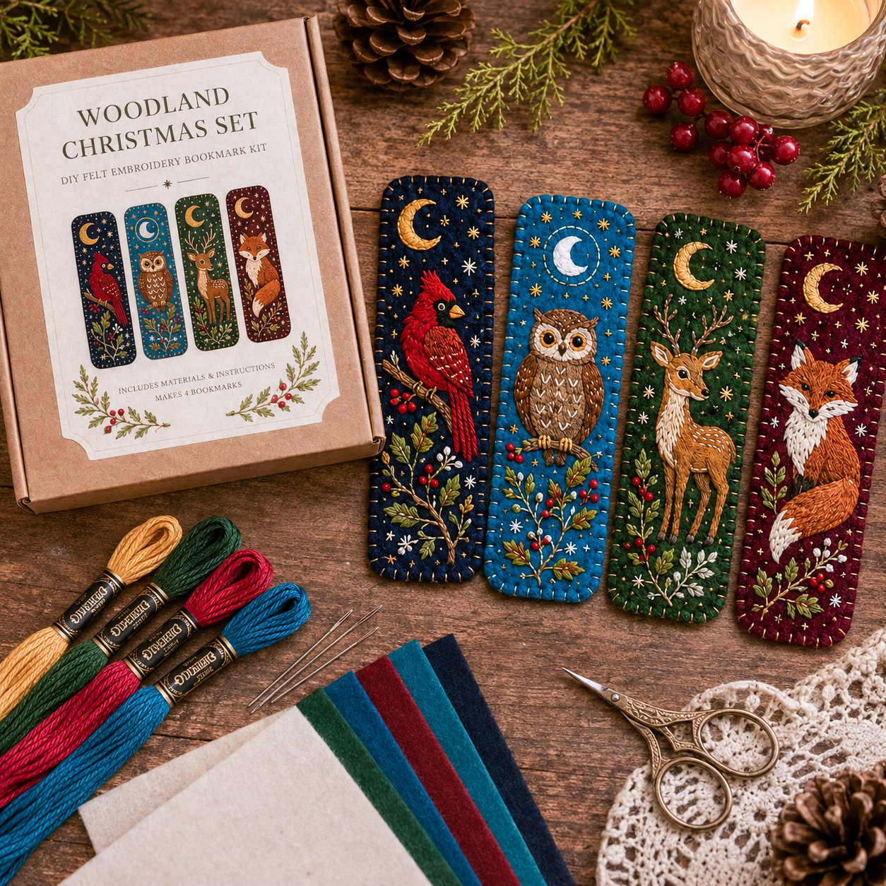 🎄 🔥 Last Day70% OFF-DIY Felt Embroidery Bookmark Kit(4PCS)