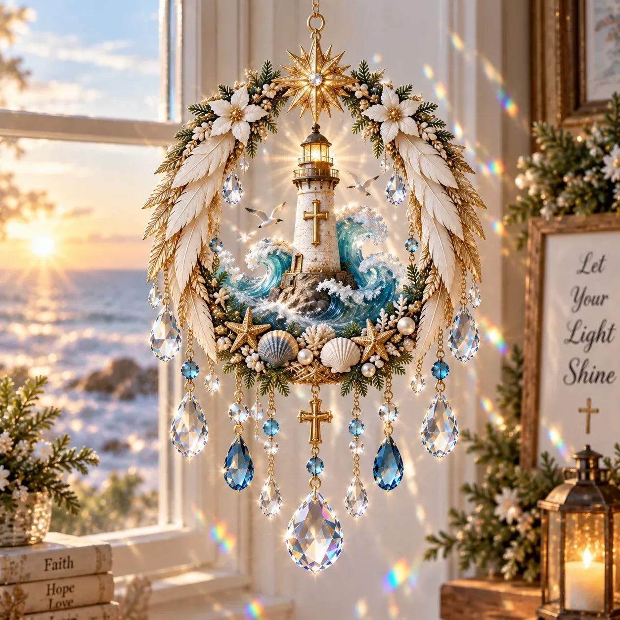 ✝️ Last Day 70% OFF – Christian Crystal Suncatcher | 5 Faith-Inspired Window Designs with Cascading Rainbow Crystals ✨