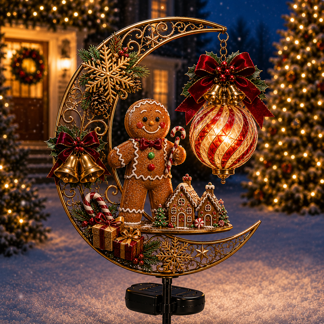 🔥LAST DAY 70% OFF  -Solar Christmas Crescent Garden Light 🎄✨
