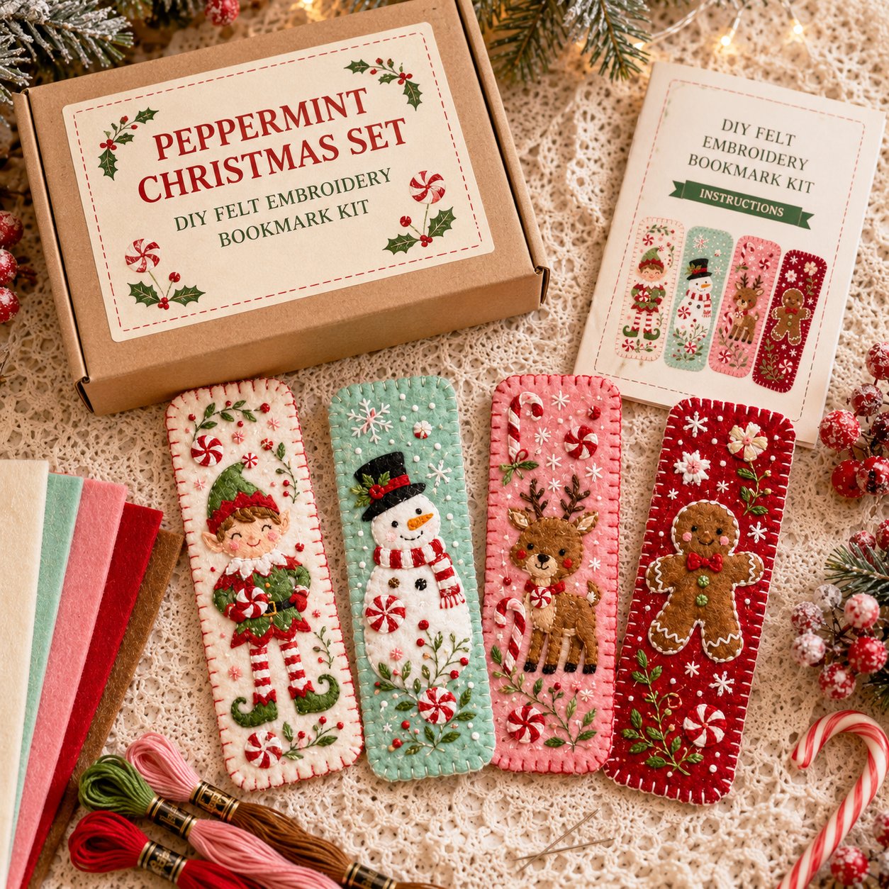 🎄 🔥 Last Day70% OFF-DIY Felt Embroidery Bookmark Kit(4PCS)