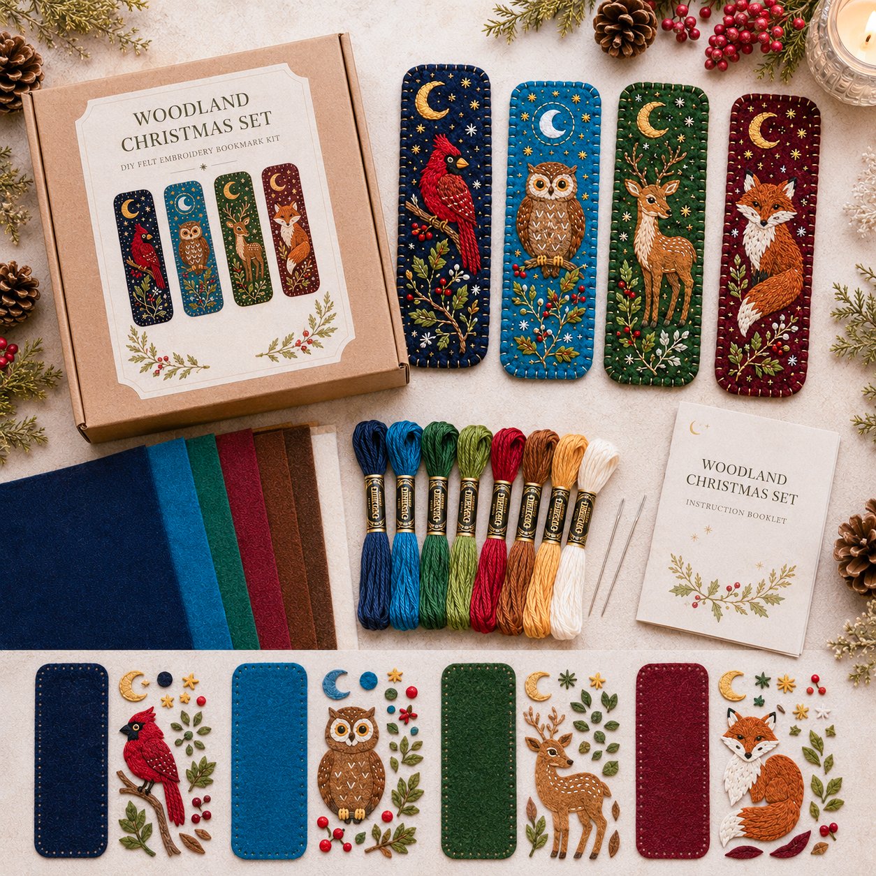 🎄 🔥 Last Day70% OFF-DIY Felt Embroidery Bookmark Kit(4PCS)