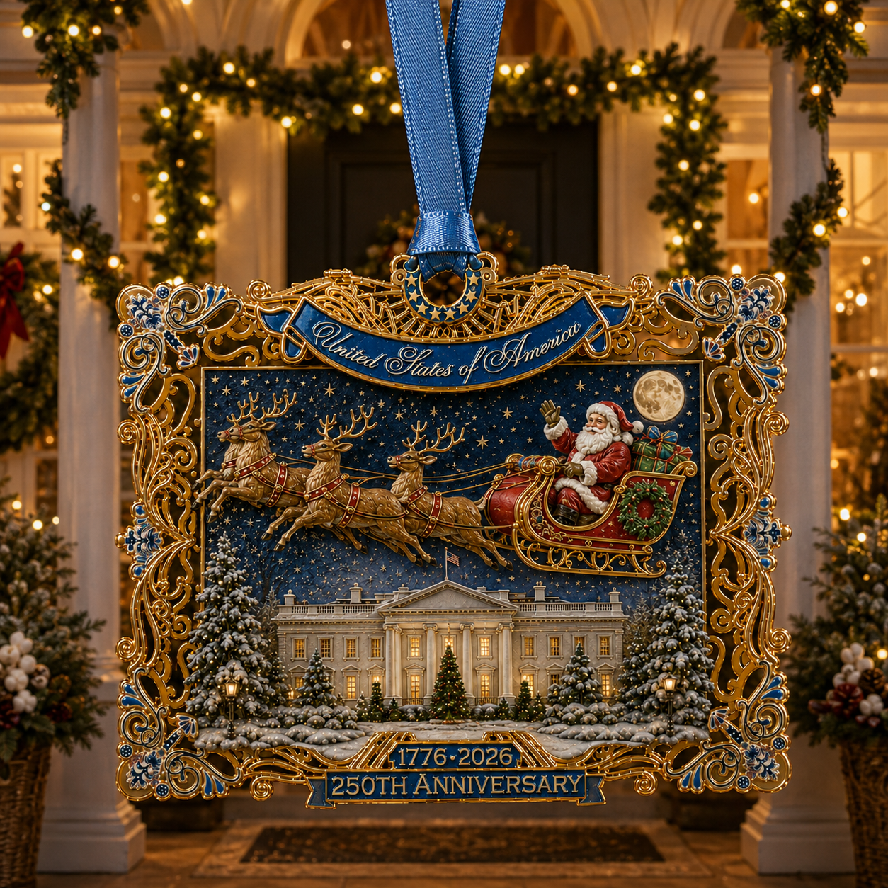 ❤️Last Day70% OFF-250th Anniversary Christmas Ornament 2026 – USA Heritage Santa Sleigh Collectible | Limited-Edition Patriotic Holiday Tree Decor
