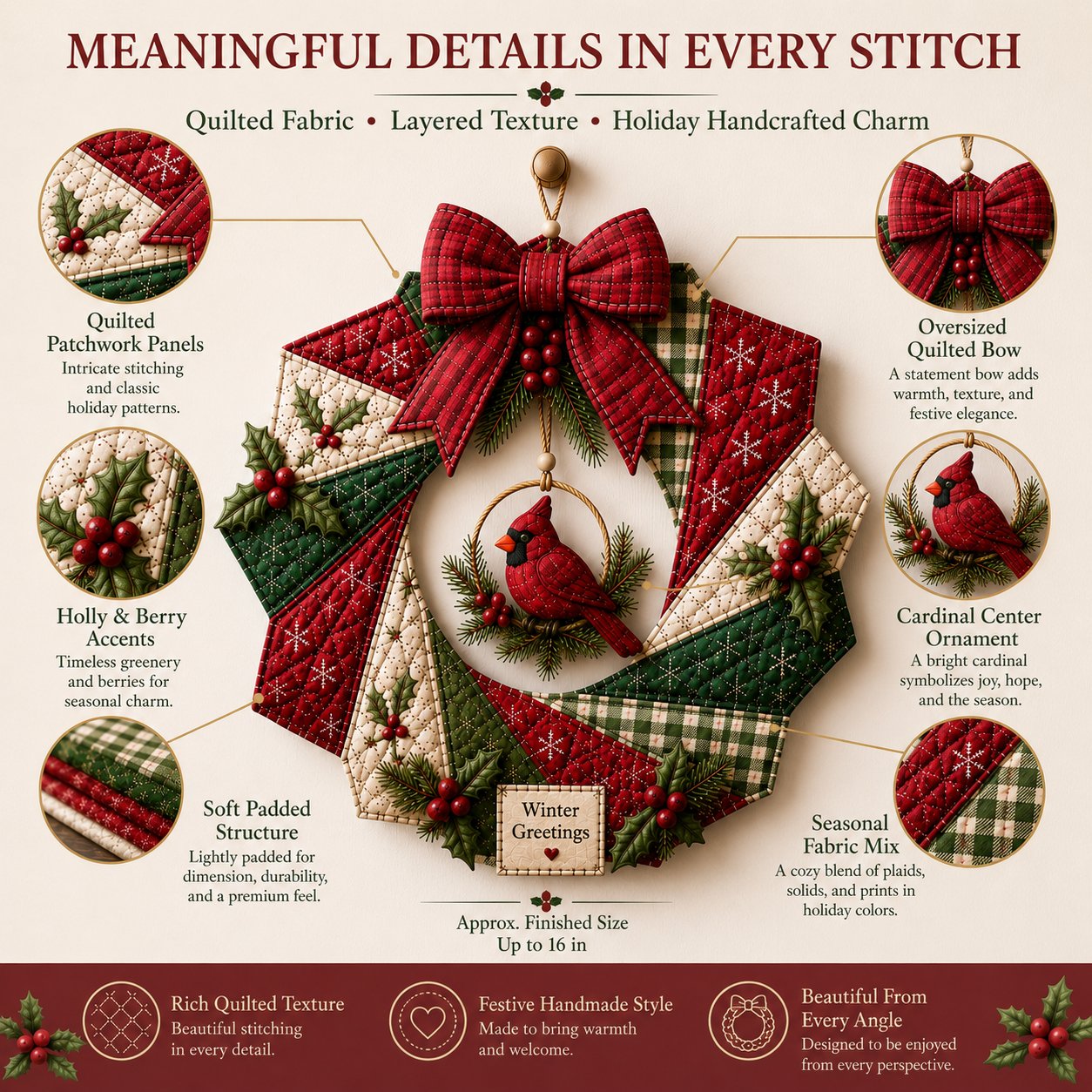 🎁 Last Day70% OFF- 🎄Beginner-Friendly Christmas Fabric Wreath DIY Kit