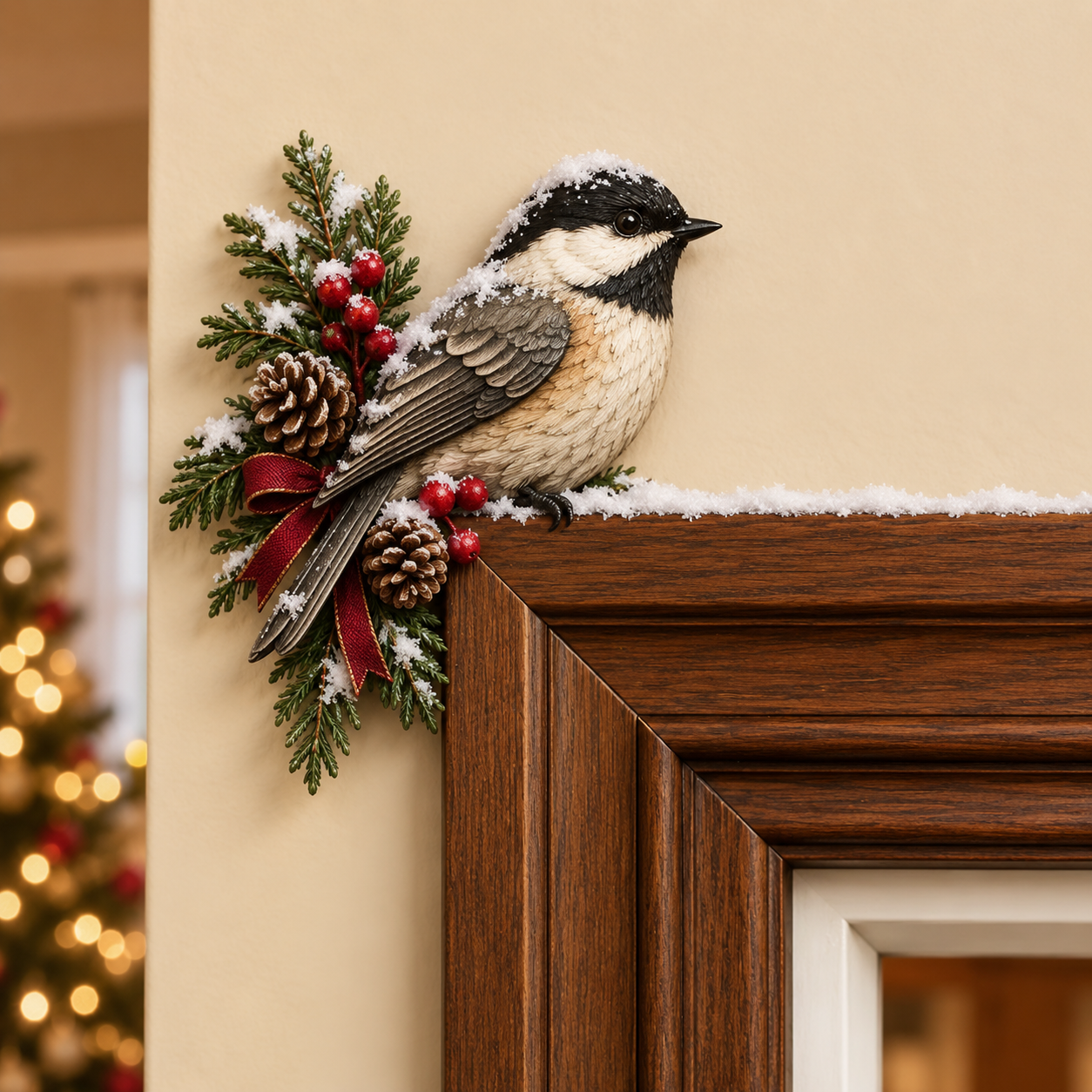 🎄 Winter Birds Christmas Door Topper