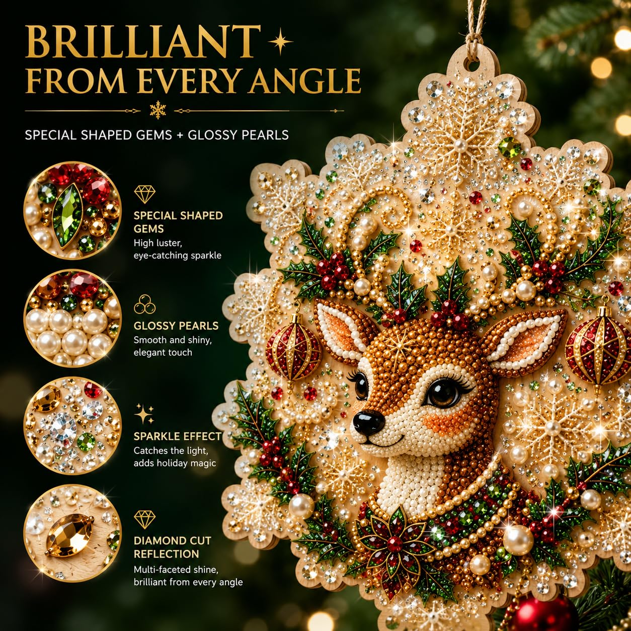 🔥Last Day70% OFF-6 pcs Classic Xmas Pearl Art Diamond Painting Pendant