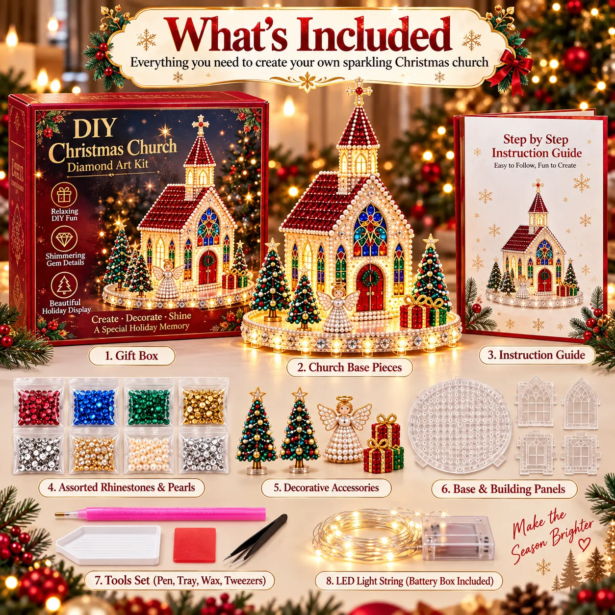 🔥 Last Day 70% OFF –✨Magical Christmas Village – DIY Rhinestone Set for Festive Table Decor