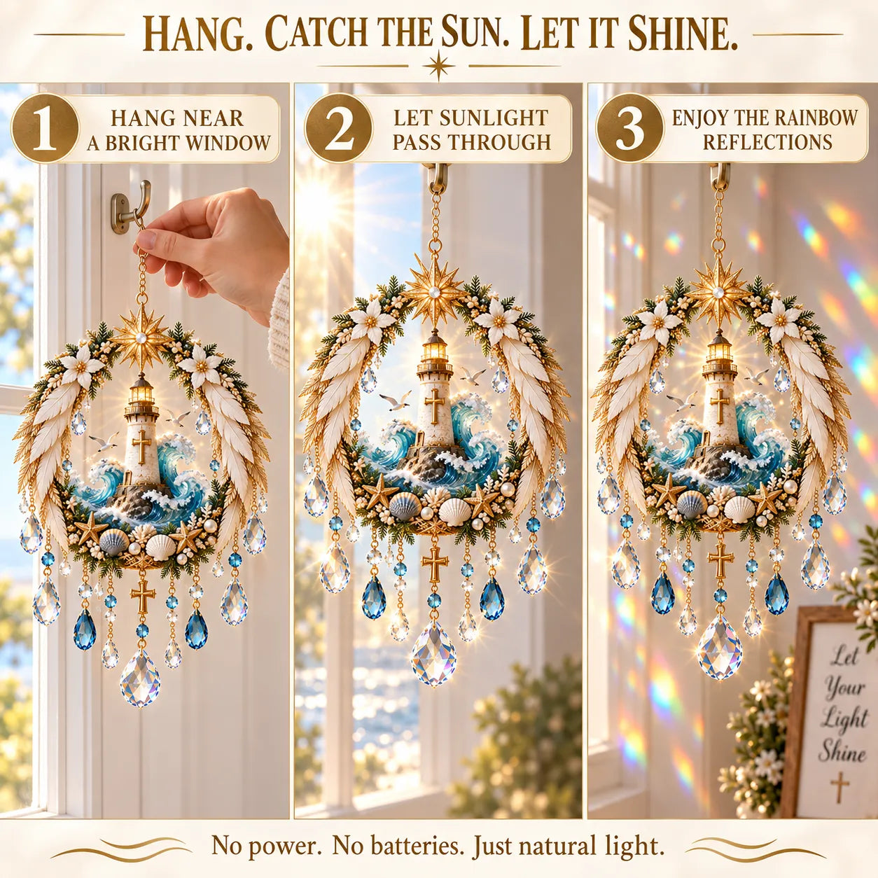 ✝️ Last Day 70% OFF – Christian Crystal Suncatcher | 5 Faith-Inspired Window Designs with Cascading Rainbow Crystals ✨