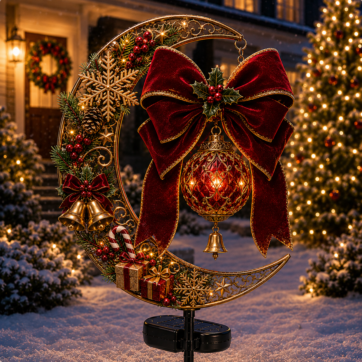 🔥LAST DAY 70% OFF  -Solar Christmas Crescent Garden Light 🎄✨