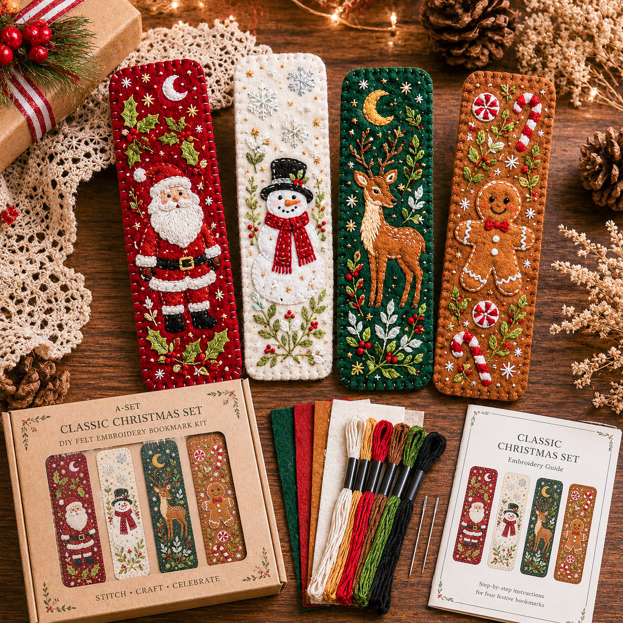 🎄 🔥 Last Day70% OFF-DIY Felt Embroidery Bookmark Kit(4PCS)