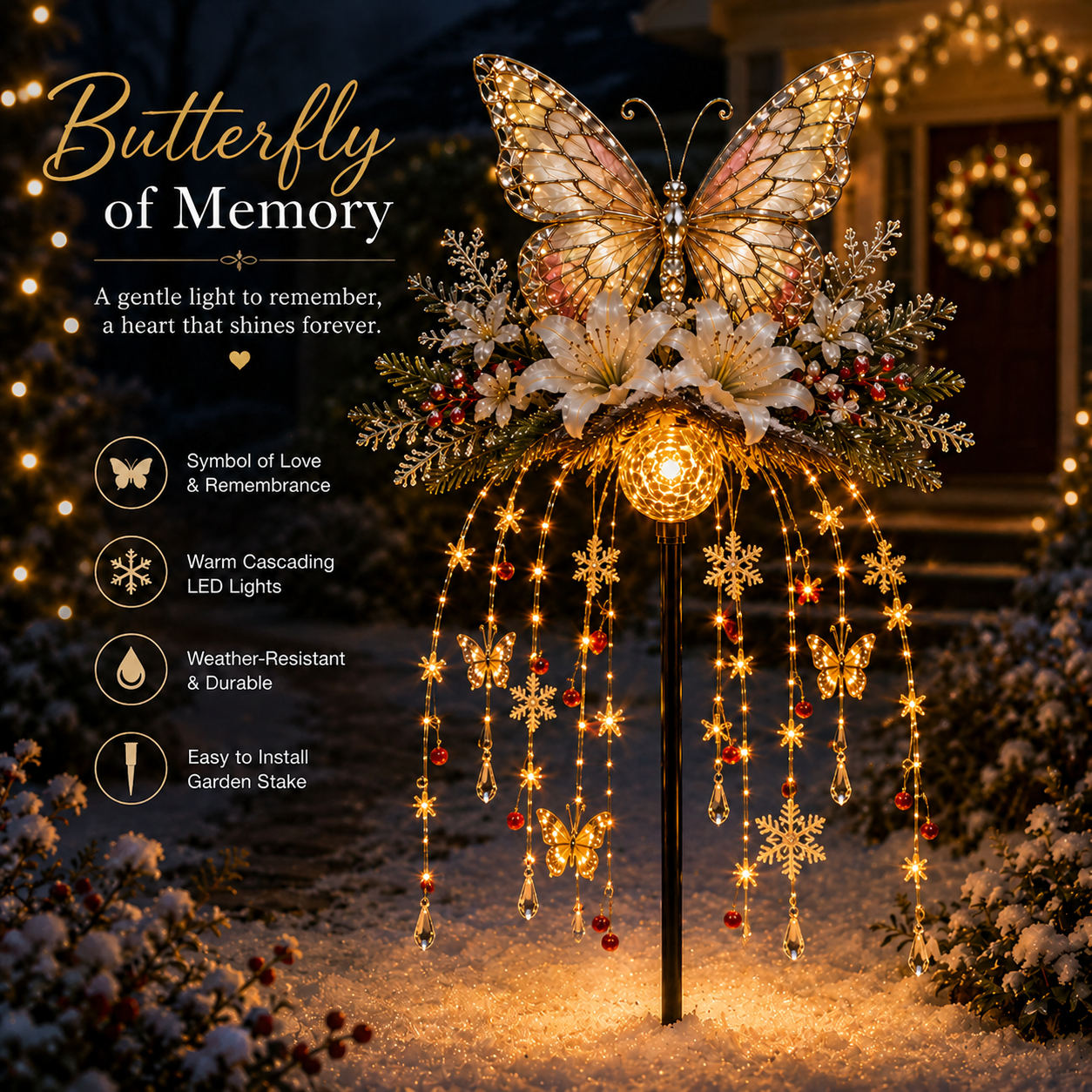❤️ Cardinal Memory Fountain – Lighted Christmas Remembrance Garden Decor