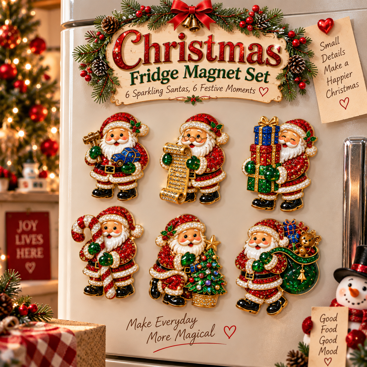 ⏳ Last Day 70% OFF -6pcs DIY Santa Claus Diamond Painting Fridge Magnet