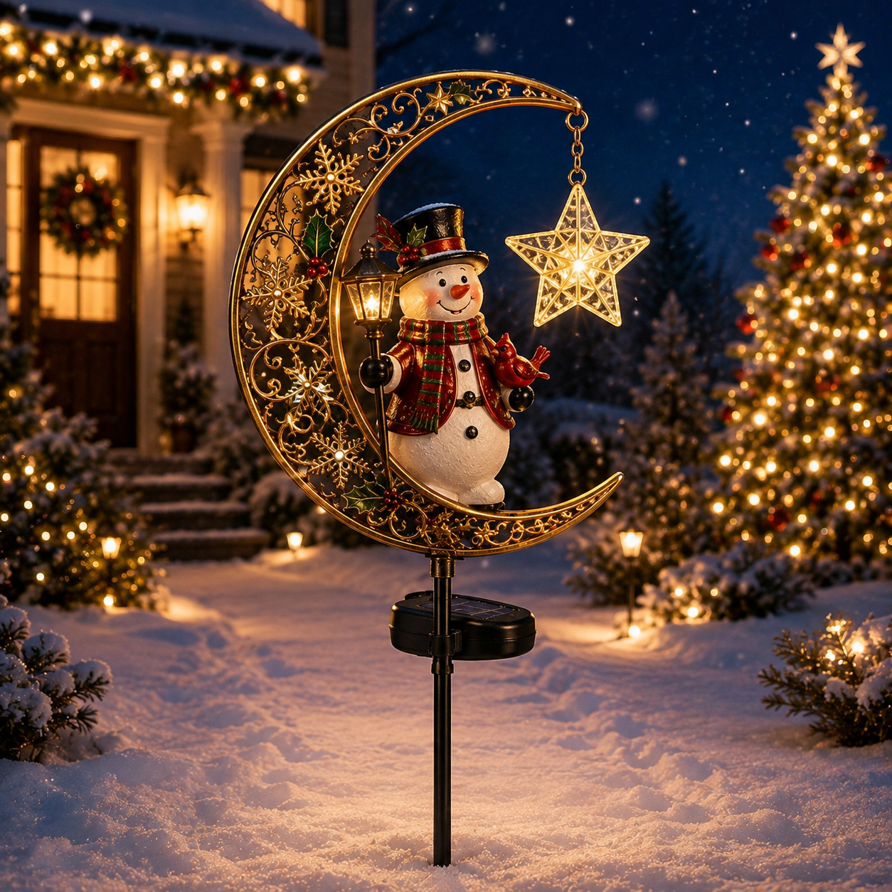 🔥LAST DAY 70% OFF  -Solar Christmas Crescent Garden Light 🎄✨