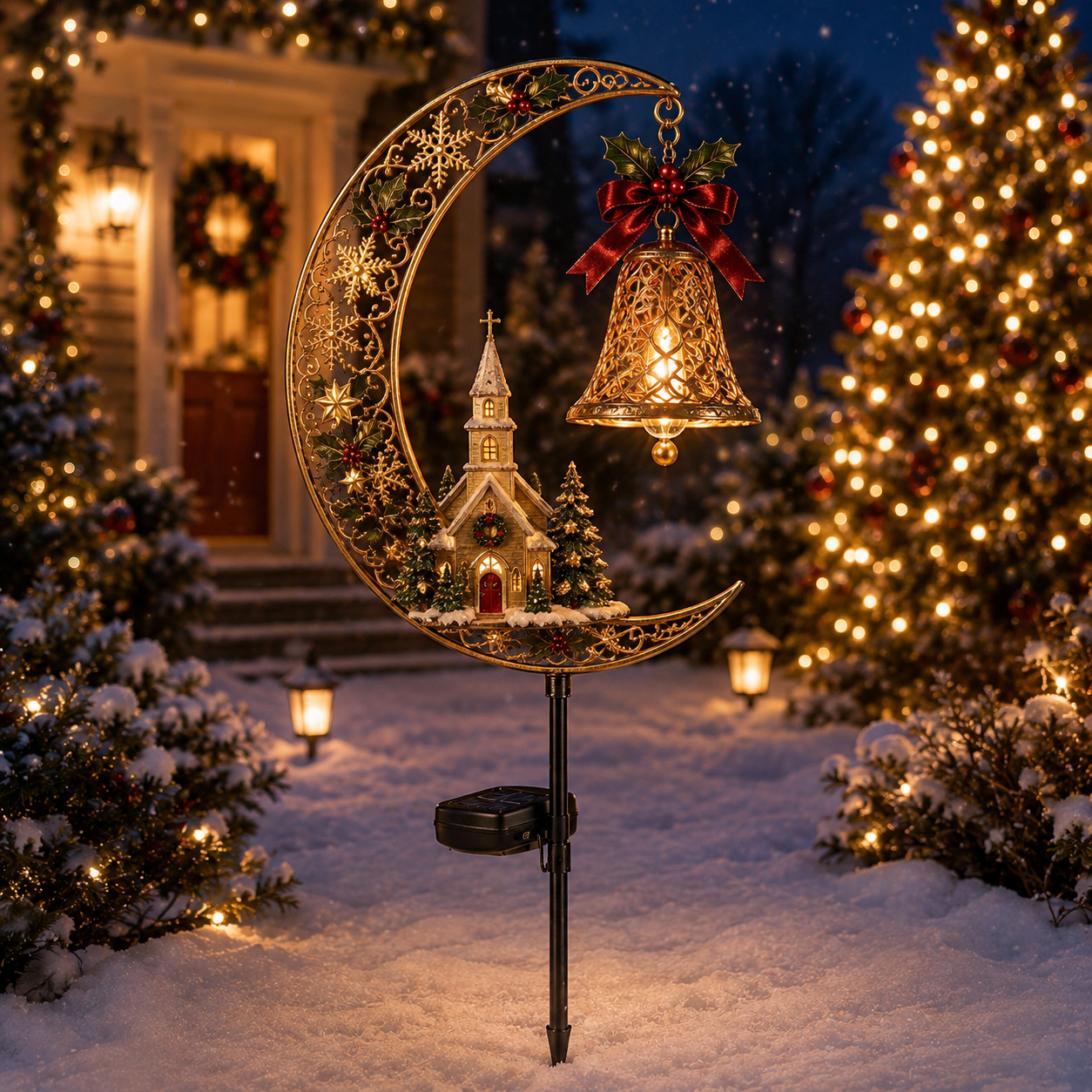 🔥LAST DAY 70% OFF  -Solar Christmas Crescent Garden Light 🎄✨