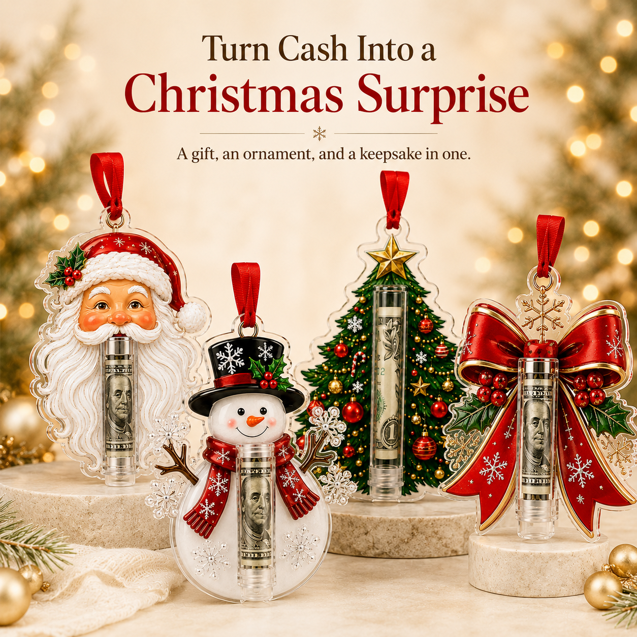 🎁💵 Last Day70% OFF Christmas Cash Holder Ornament — Turn Cash Into a Christmas Surprise