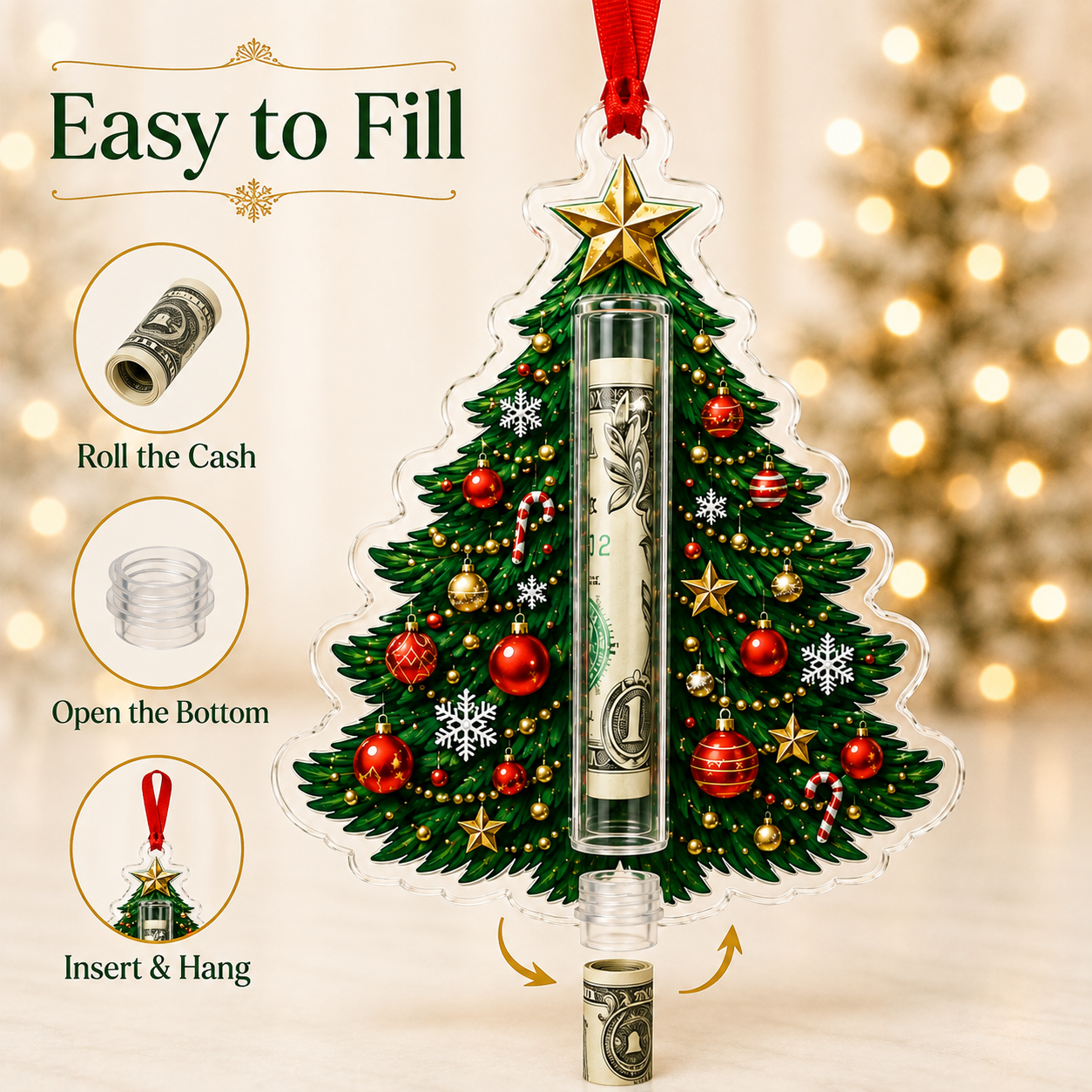 🎁💵 Last Day70% OFF Christmas Cash Holder Ornament — Turn Cash Into a Christmas Surprise