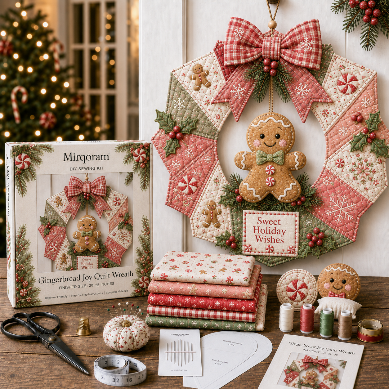 🎁 Last Day70% OFF- 🎄Beginner-Friendly Christmas Fabric Wreath DIY Kit