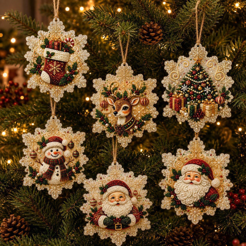 🔥Last Day70% OFF-6 pcs Classic Xmas Pearl Art Diamond Painting Pendant