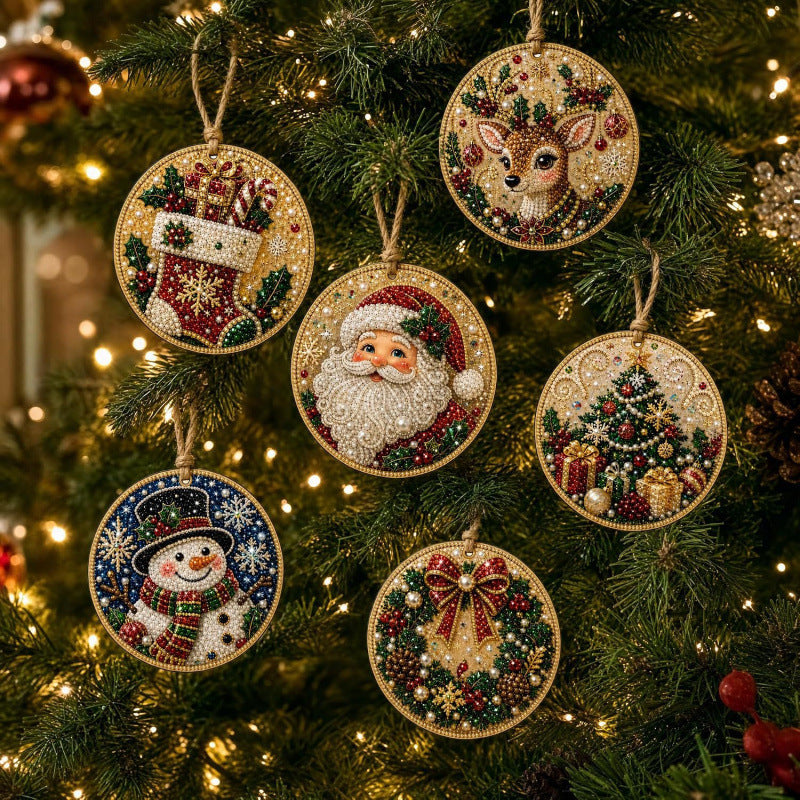 🔥Last Day70% OFF-6 pcs Classic Xmas Pearl Art Diamond Painting Pendant
