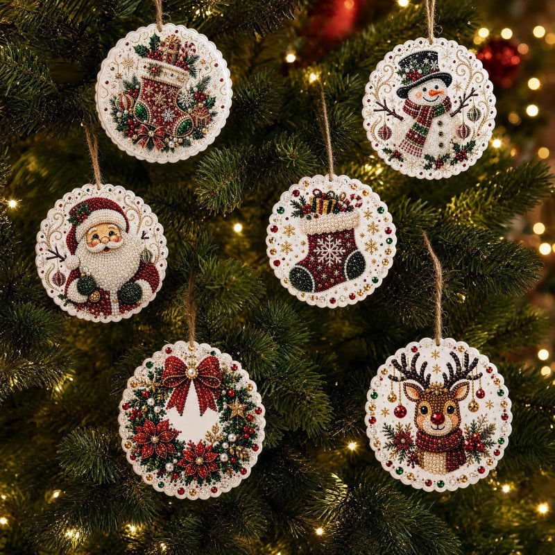 🔥Last Day70% OFF-6 pcs Classic Xmas Pearl Art Diamond Painting Pendant