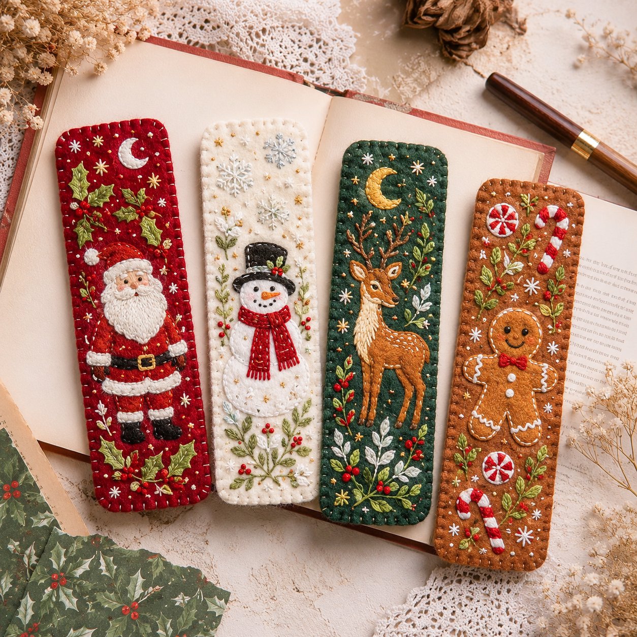 🎄 🔥 Last Day70% OFF-DIY Felt Embroidery Bookmark Kit(4PCS)