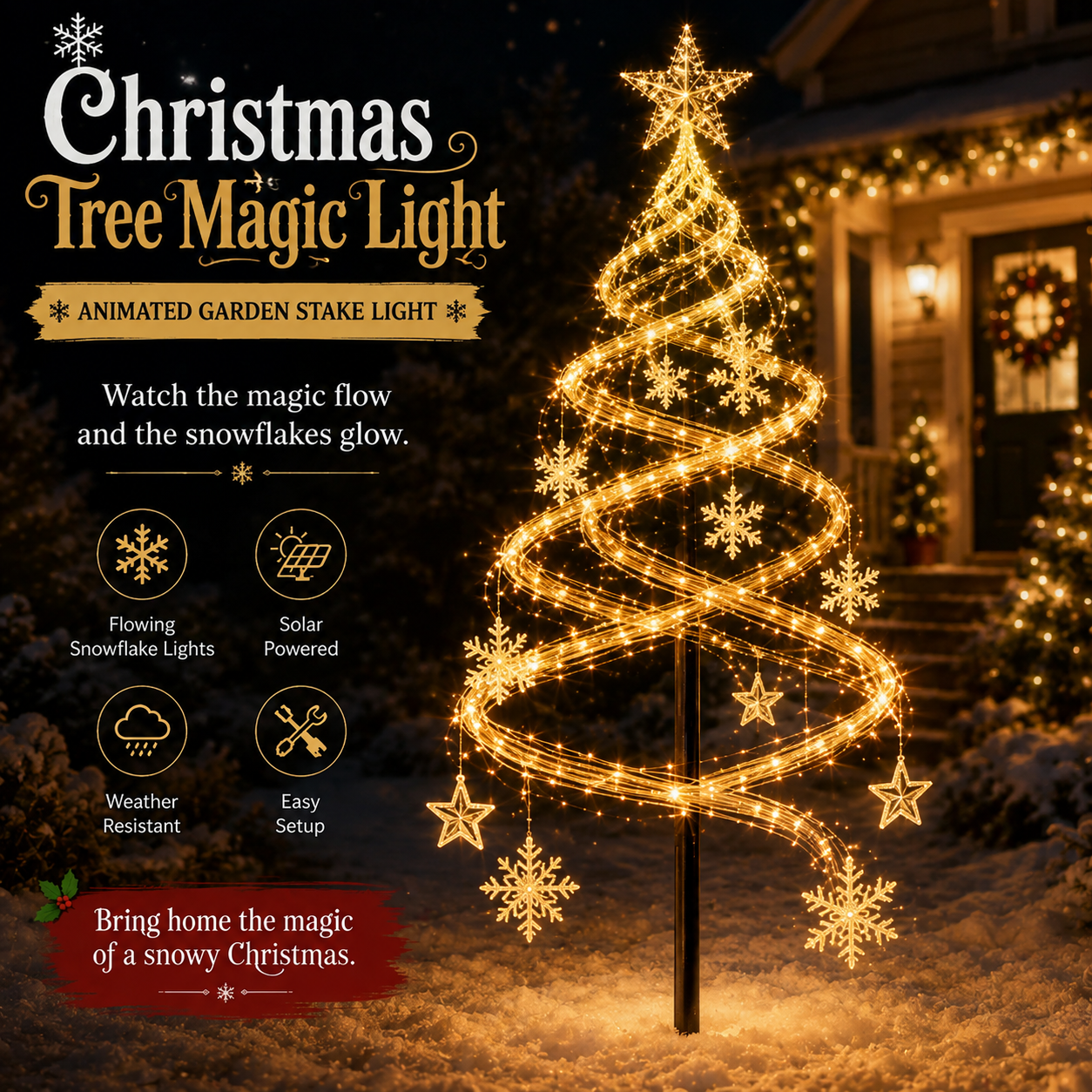 🎁 Last Day 70% OFF-🎅✨ 2026 New Santa’s Flying Sleigh Gift Cascade – Solar Christmas Garden Light