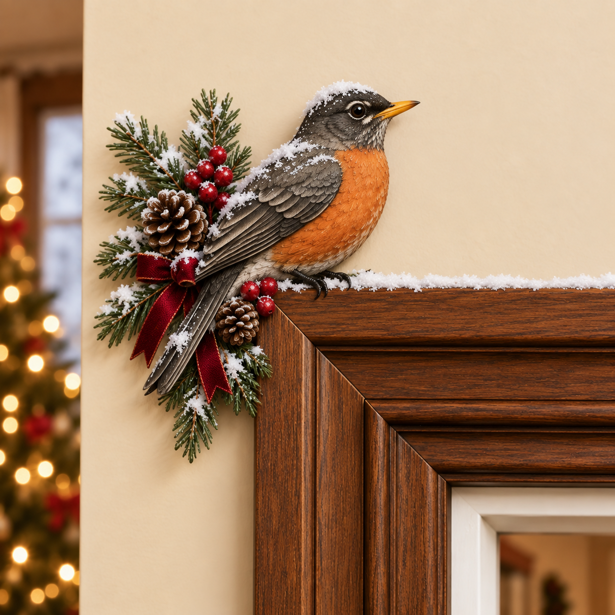 🎄 Winter Birds Christmas Door Topper