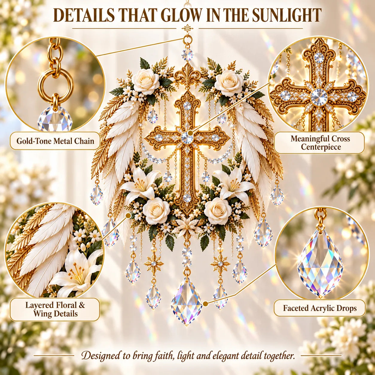 ✝️ Last Day 70% OFF – Christian Crystal Suncatcher | 5 Faith-Inspired Window Designs with Cascading Rainbow Crystals ✨