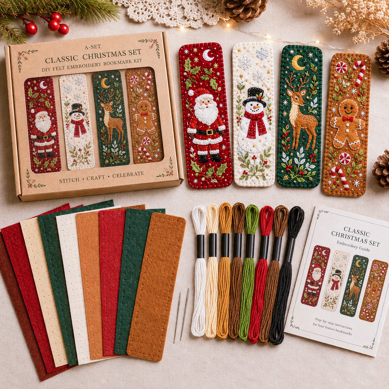 🎄 🔥 Last Day70% OFF-DIY Felt Embroidery Bookmark Kit(4PCS)