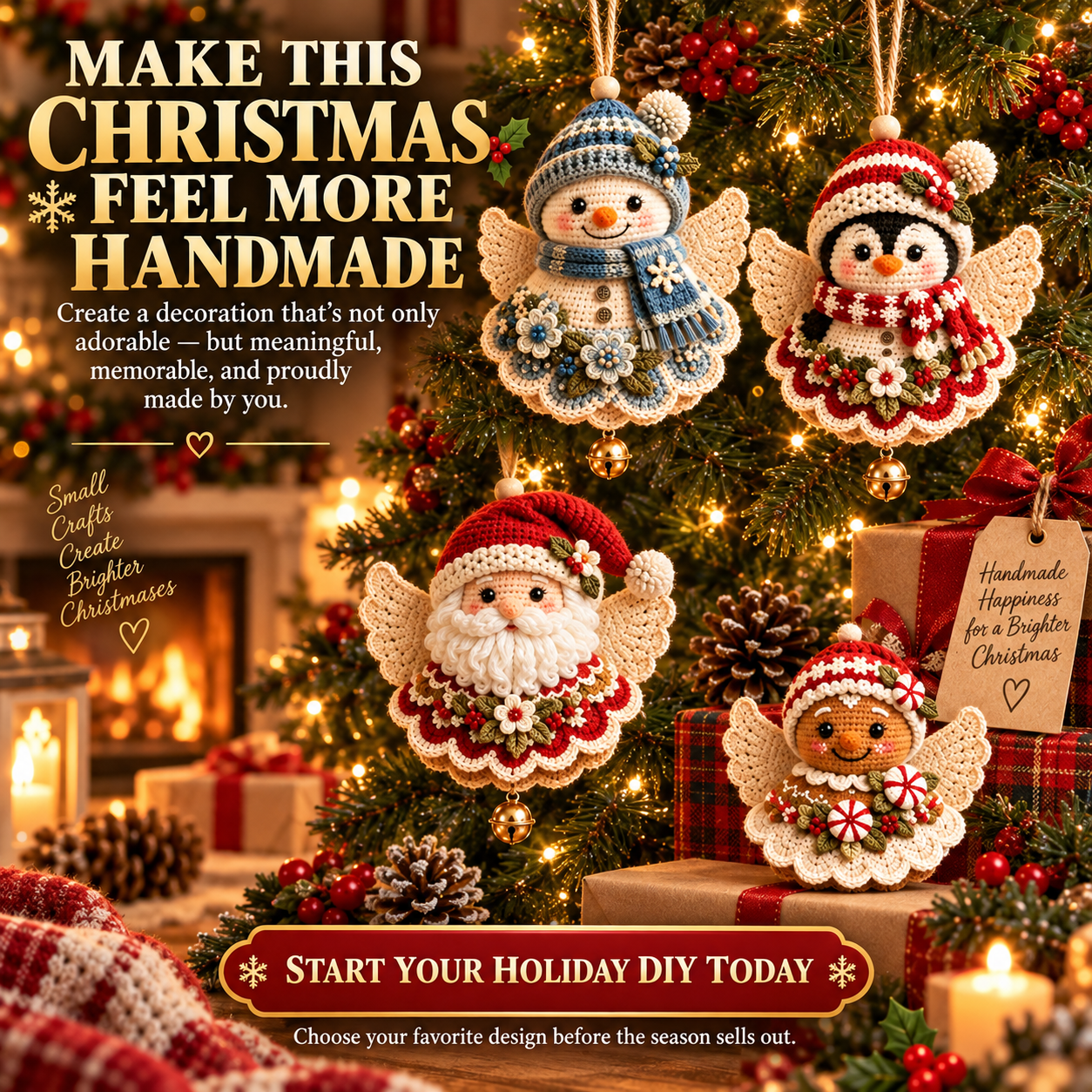 🎄  Last Day 70% OFF –  DIY Crochet Christmas Angel Ornament Kit – Make, Hang & Treasure✨