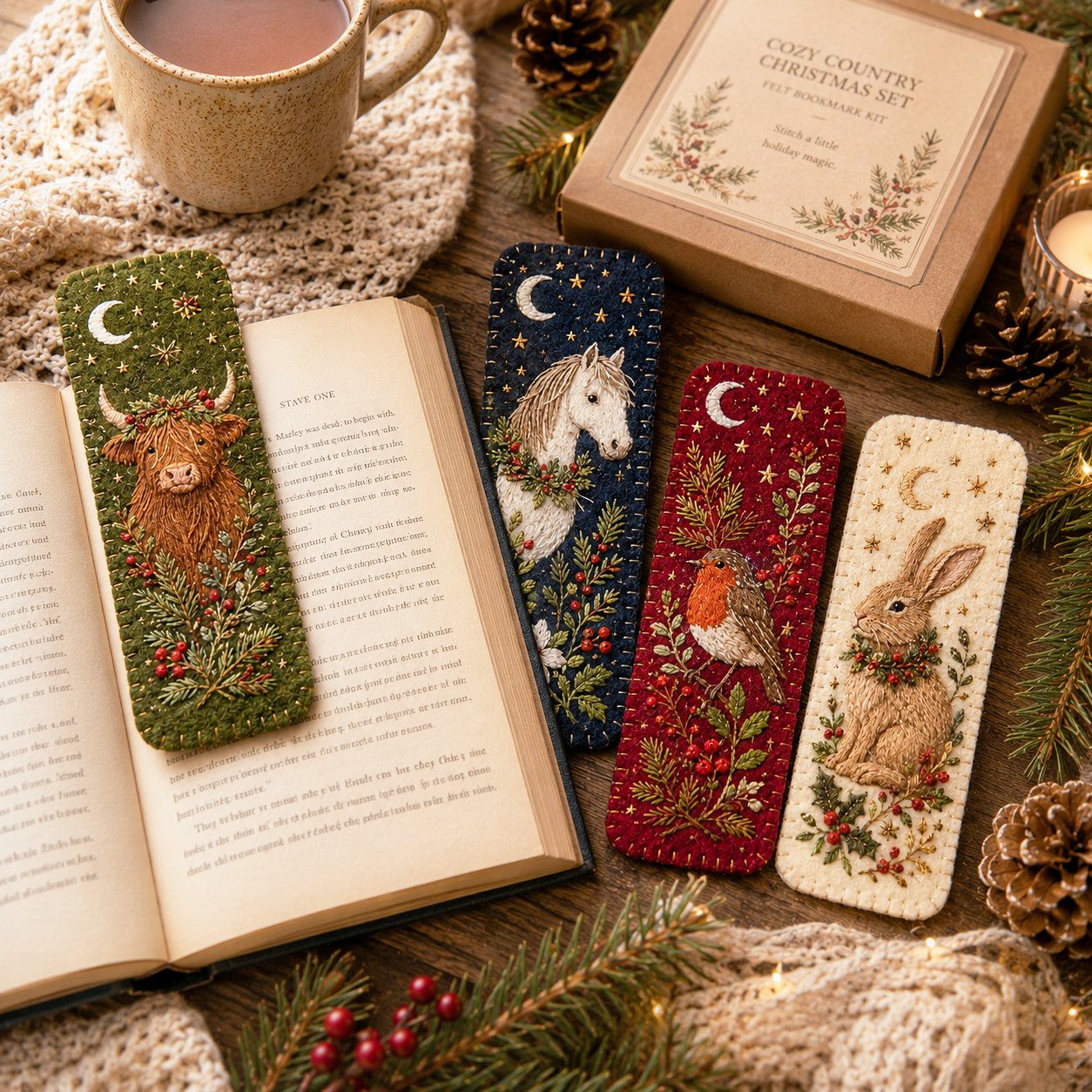 🎄 🔥 Last Day70% OFF-DIY Felt Embroidery Bookmark Kit(4PCS)