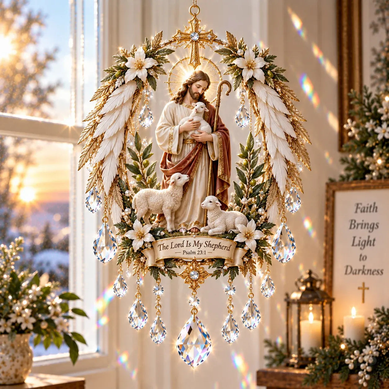 ✝️ Last Day 70% OFF – Christian Crystal Suncatcher | 5 Faith-Inspired Window Designs with Cascading Rainbow Crystals ✨