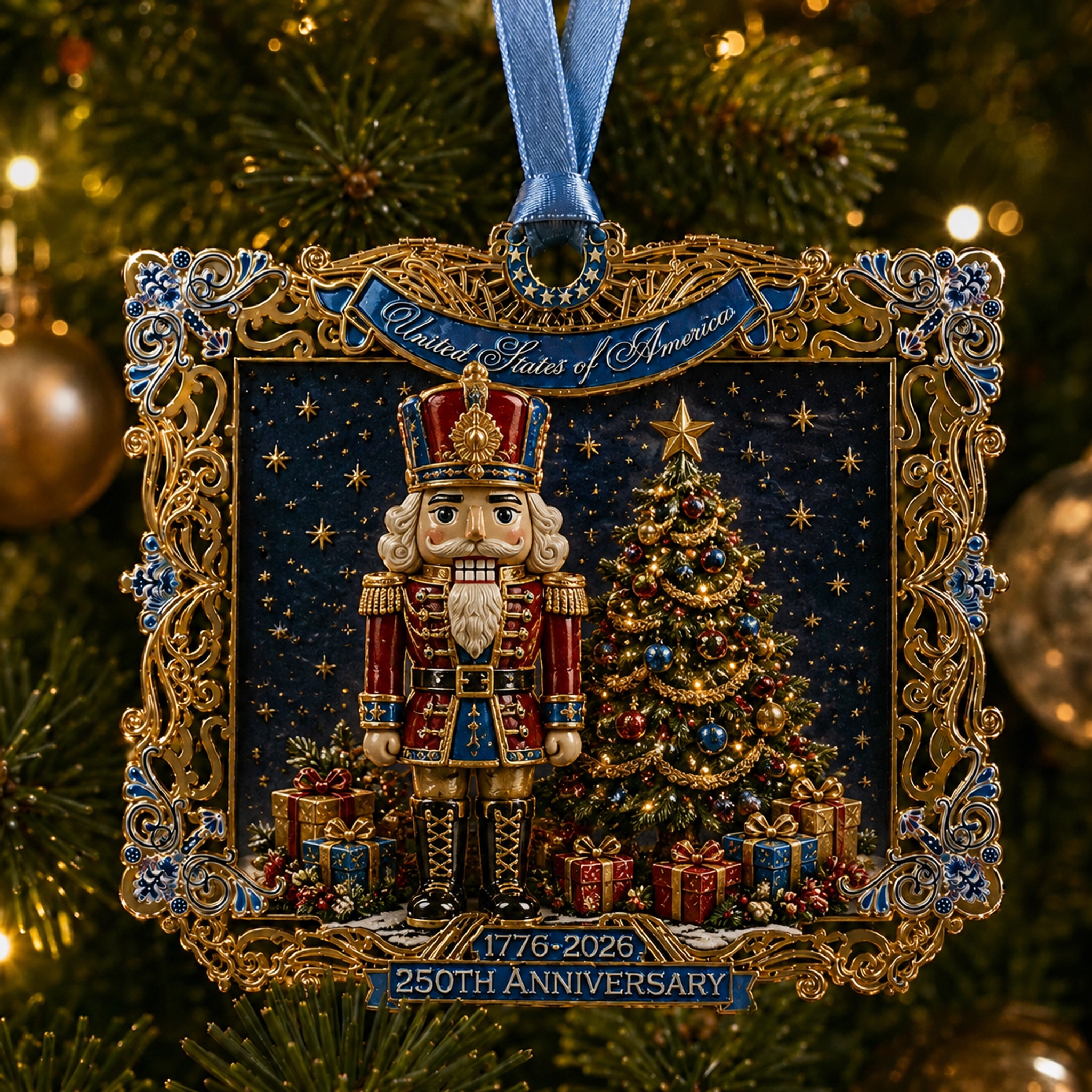 ❤️Last Day70% OFF-250th Anniversary Christmas Ornament 2026 – USA Heritage Santa Sleigh Collectible | Limited-Edition Patriotic Holiday Tree Decor