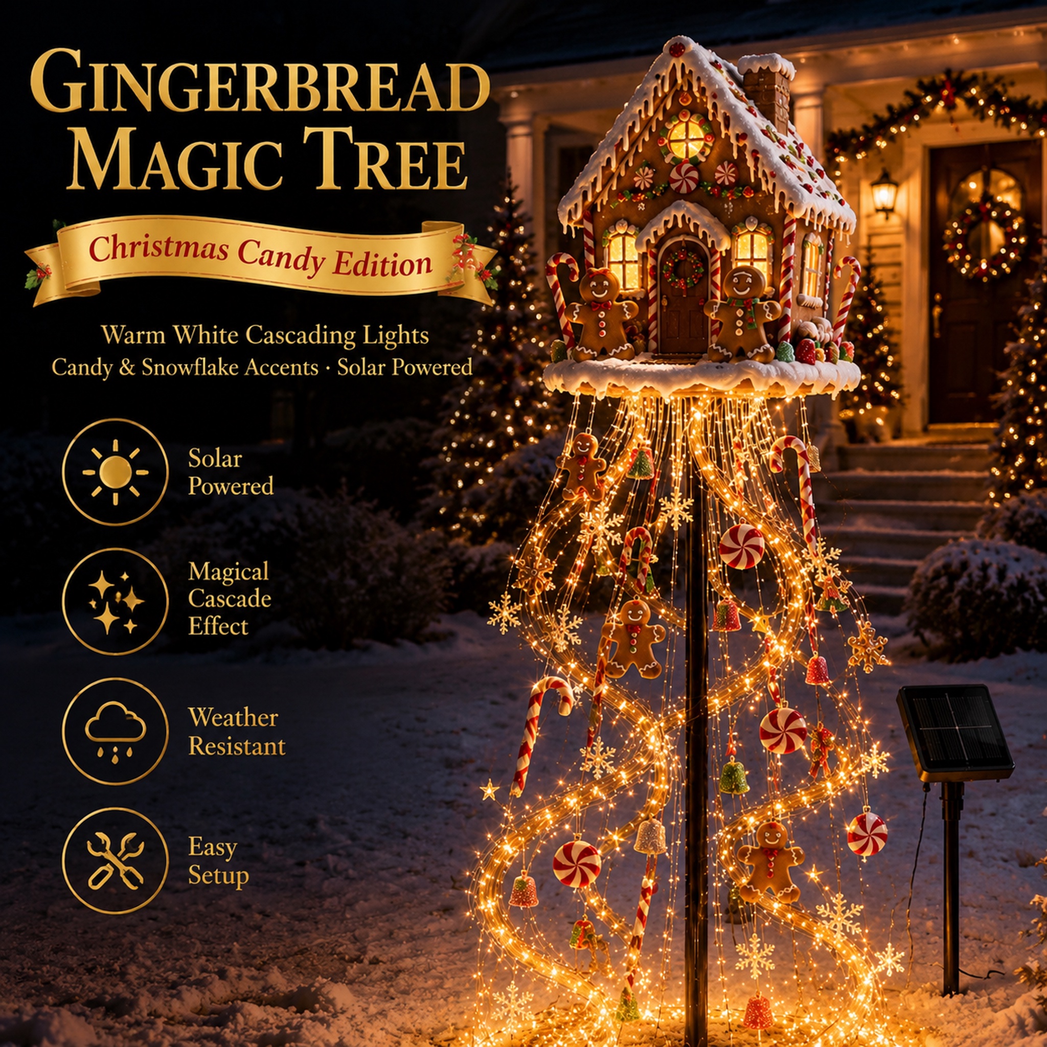 🎁 Last Day 70% OFF-🎅✨ 2026 New Santa’s Flying Sleigh Gift Cascade – Solar Christmas Garden Light