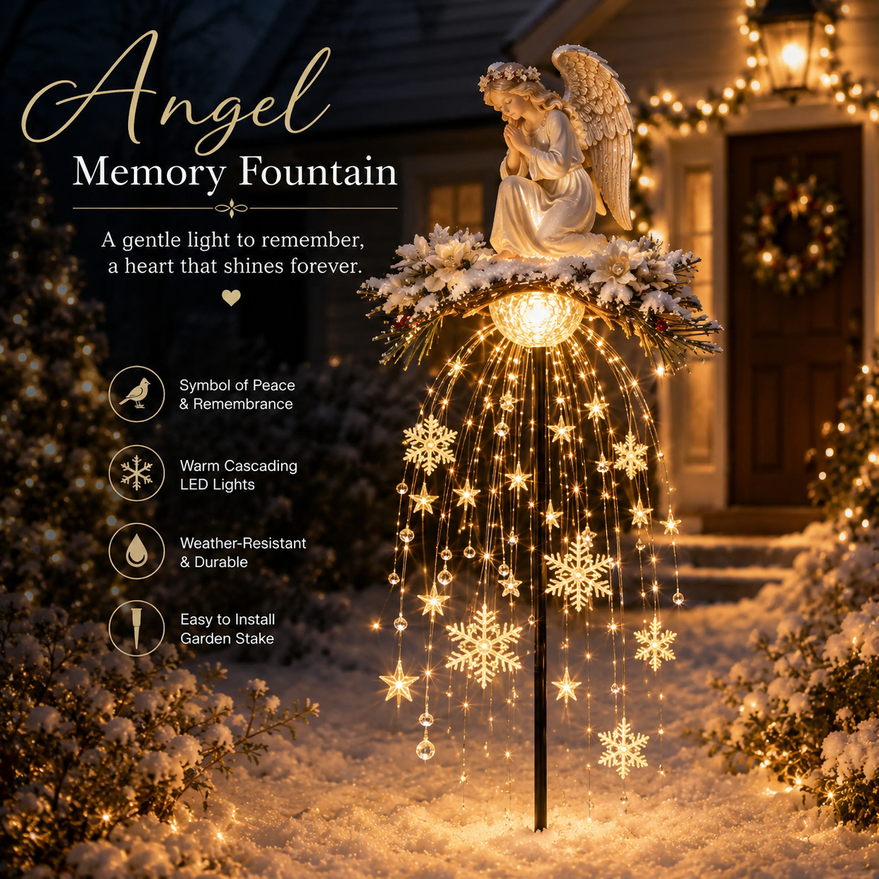 ❤️ Cardinal Memory Fountain – Lighted Christmas Remembrance Garden Decor