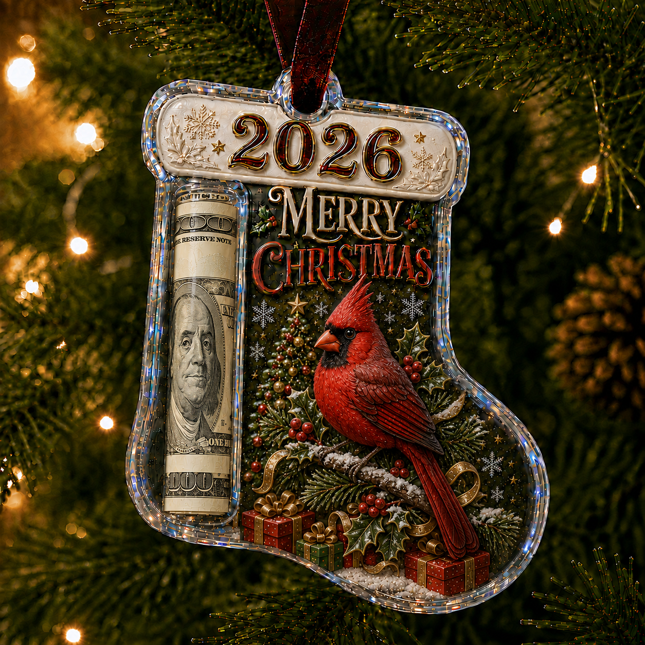 🎁 Last Day70% OFF-Cash Clip Christmas Tree Ornament – Novelty Holiday Money Gift Clip | 10 Festive Styles