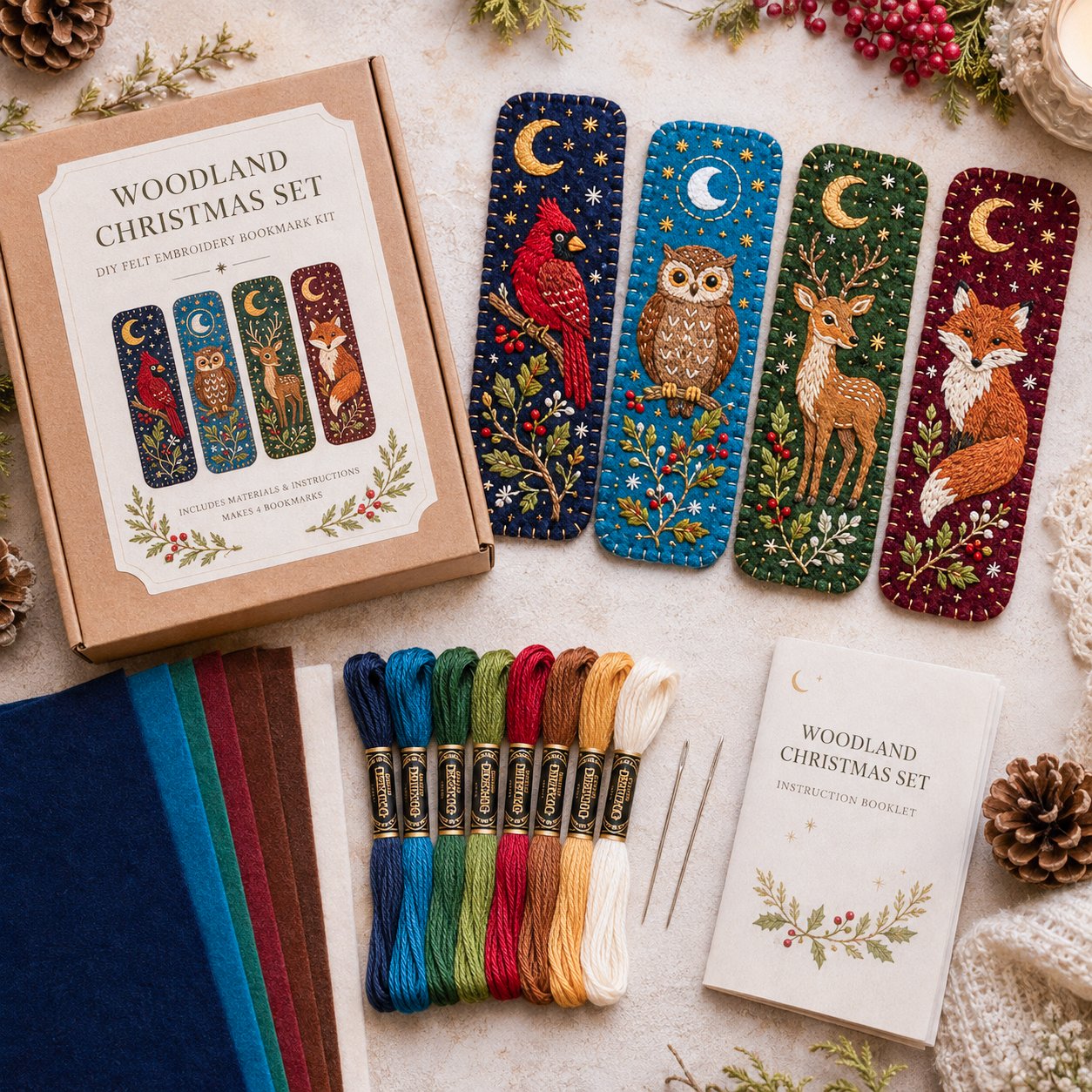 🎄 🔥 Last Day70% OFF-DIY Felt Embroidery Bookmark Kit(4PCS)