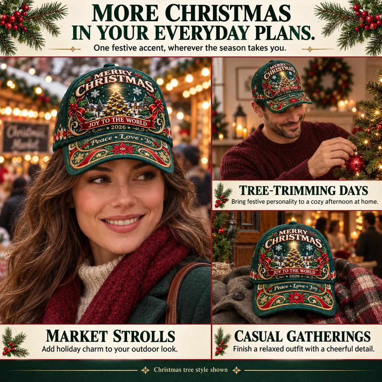 ⏳ Last Day 70% OFF – 🧢🎄 Premium Christmas Embroidered Baseball Cap | Festive Design, Adjustable Fit & Holiday Comfort