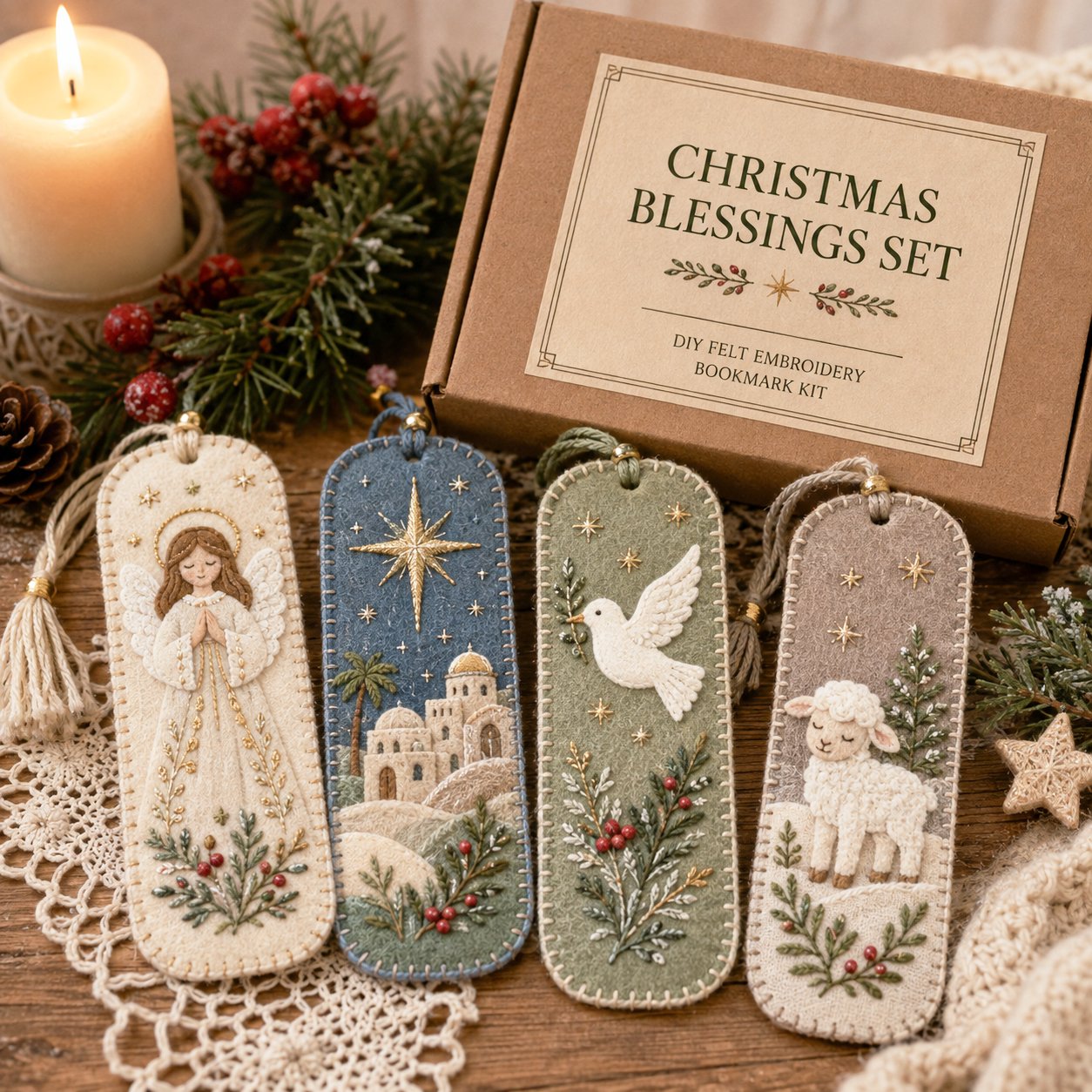 🎄 🔥 Last Day70% OFF-DIY Felt Embroidery Bookmark Kit(4PCS)