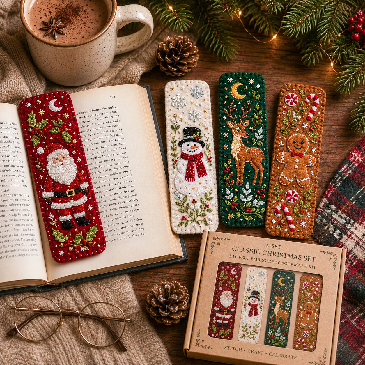 🎄 🔥 Last Day70% OFF-DIY Felt Embroidery Bookmark Kit(4PCS)