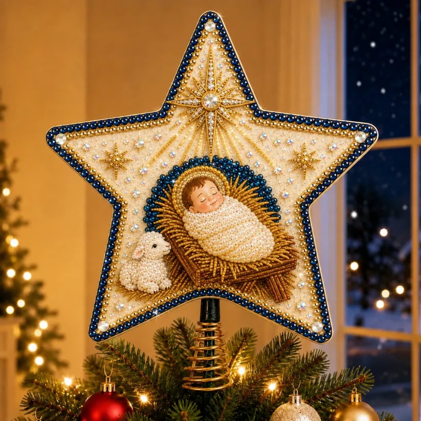 ⭐ Pearl Diamond Art Christmas Tree Topper Kit