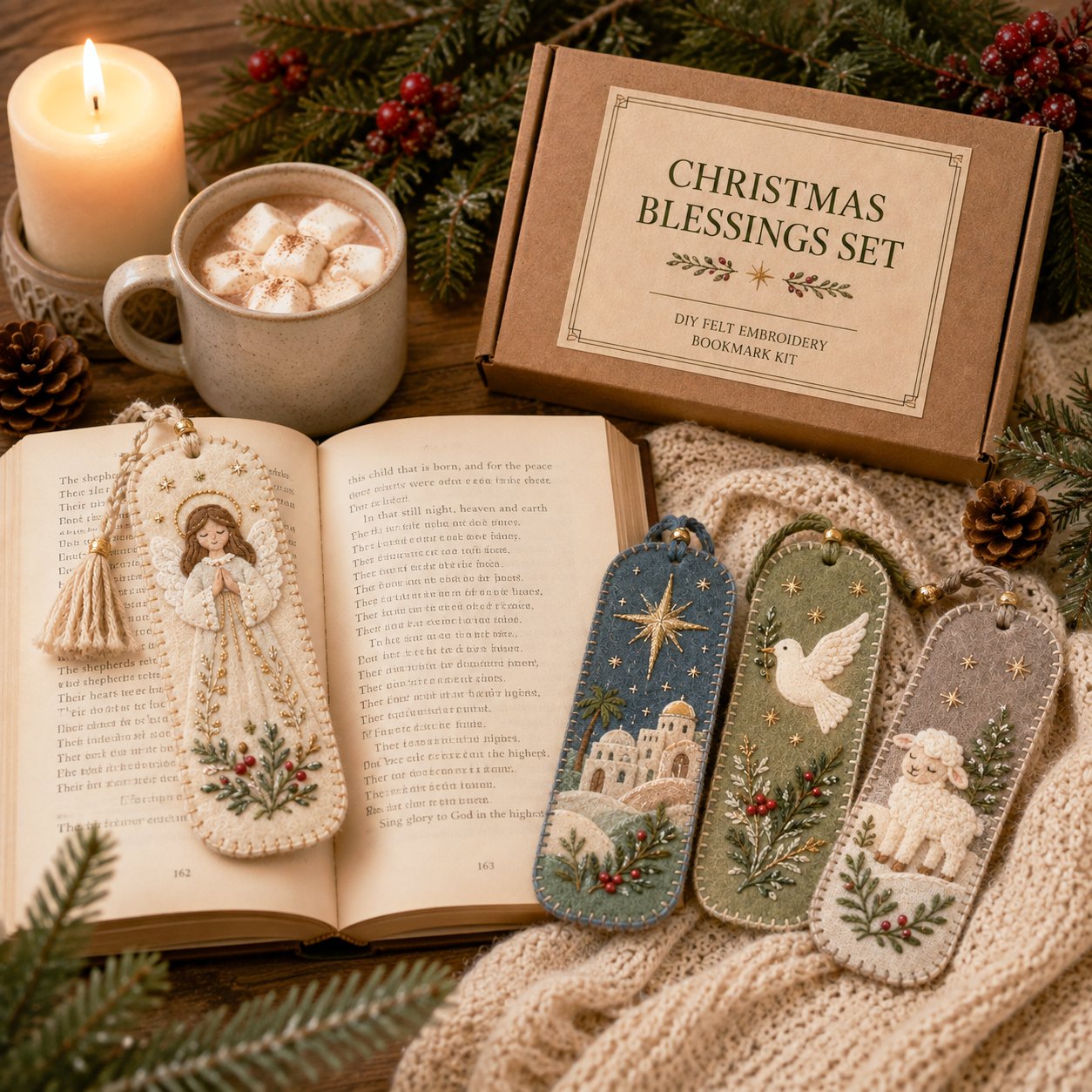 🎄 🔥 Last Day70% OFF-DIY Felt Embroidery Bookmark Kit(4PCS)