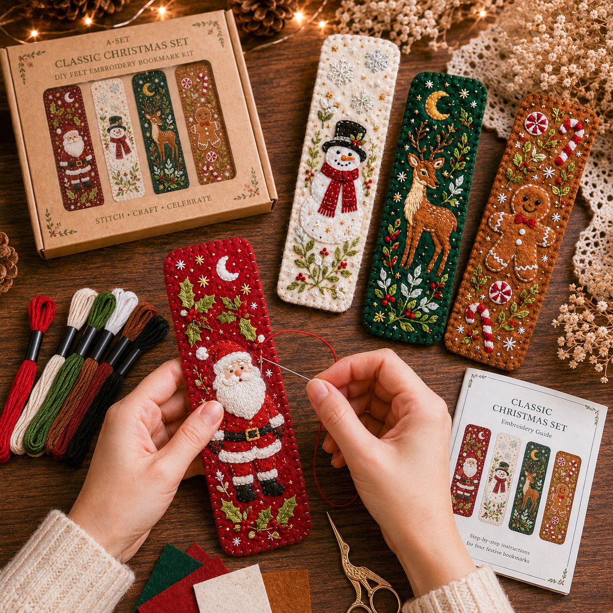 🎄 🔥 Last Day70% OFF-DIY Felt Embroidery Bookmark Kit(4PCS)