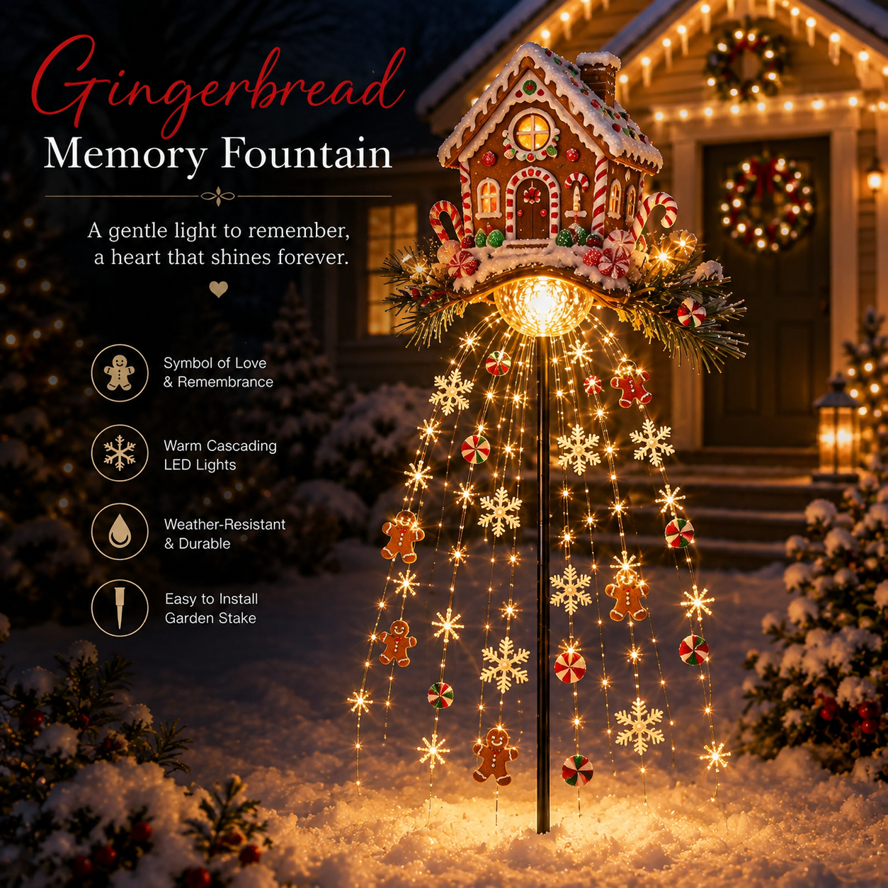 ❤️ Cardinal Memory Fountain – Lighted Christmas Remembrance Garden Decor