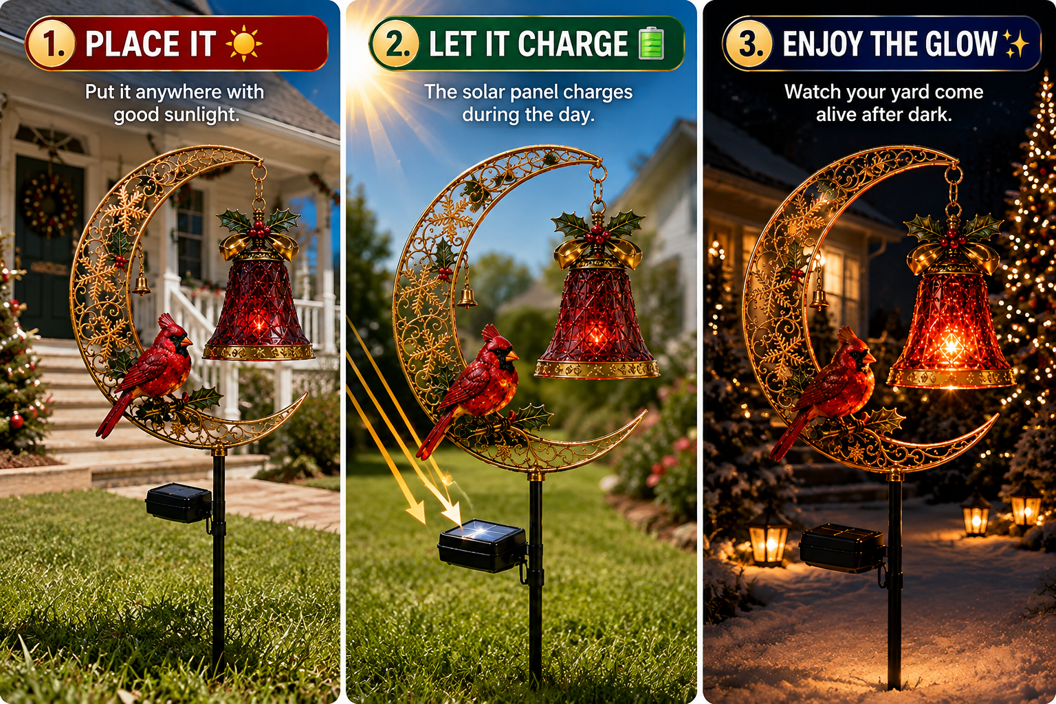 🔥LAST DAY 50% OFF  -Solar Christmas Crescent Garden Light 🎄✨