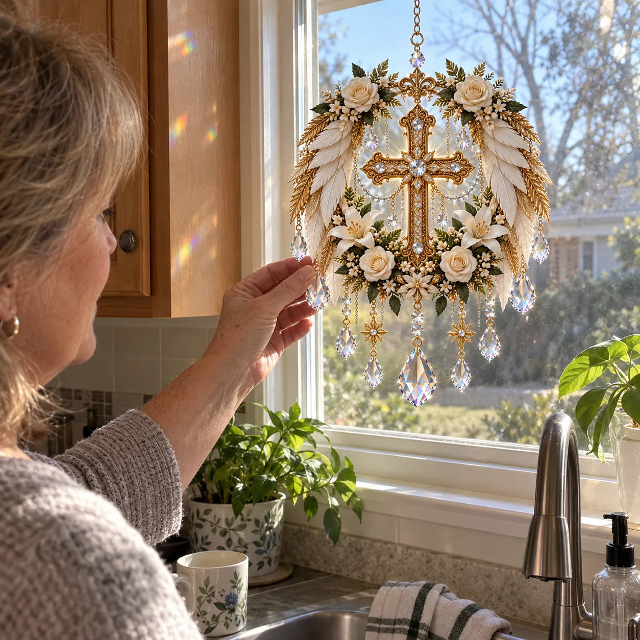 ✝️ Last Day 70% OFF – Christian Crystal Suncatcher | 5 Faith-Inspired Window Designs with Cascading Rainbow Crystals ✨