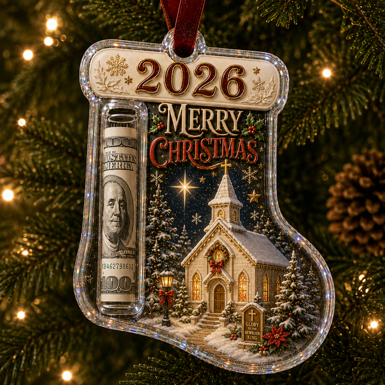 🎁 Last Day70% OFF-Cash Clip Christmas Tree Ornament – Novelty Holiday Money Gift Clip | 10 Festive Styles