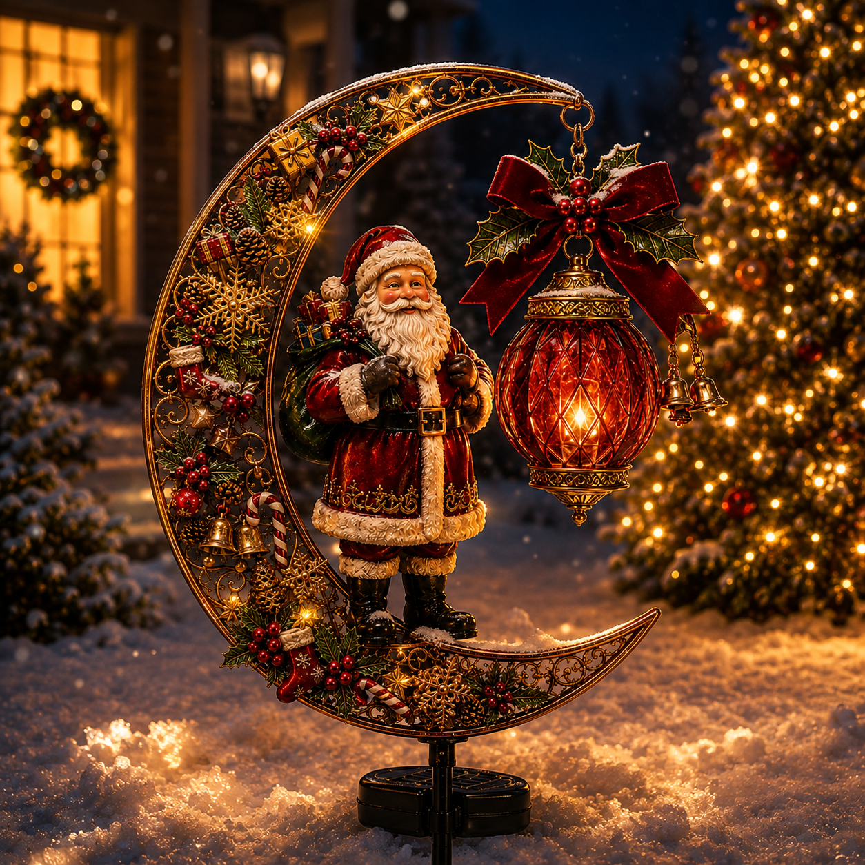 🔥LAST DAY 70% OFF  -Solar Christmas Crescent Garden Light 🎄✨