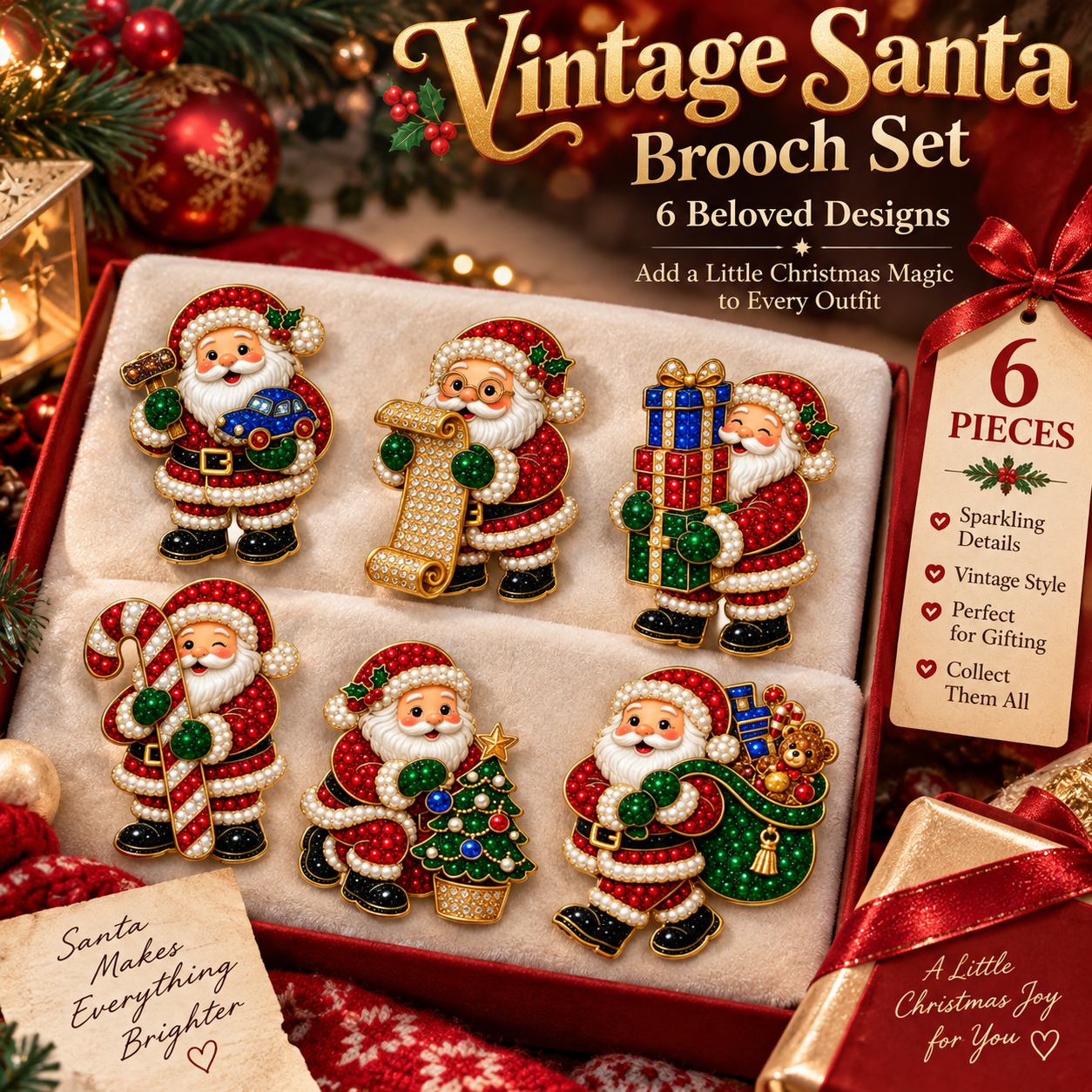 ⏳ Last Day 70% OFF -6pcs DIY Santa Claus Diamond Painting Fridge Magnet