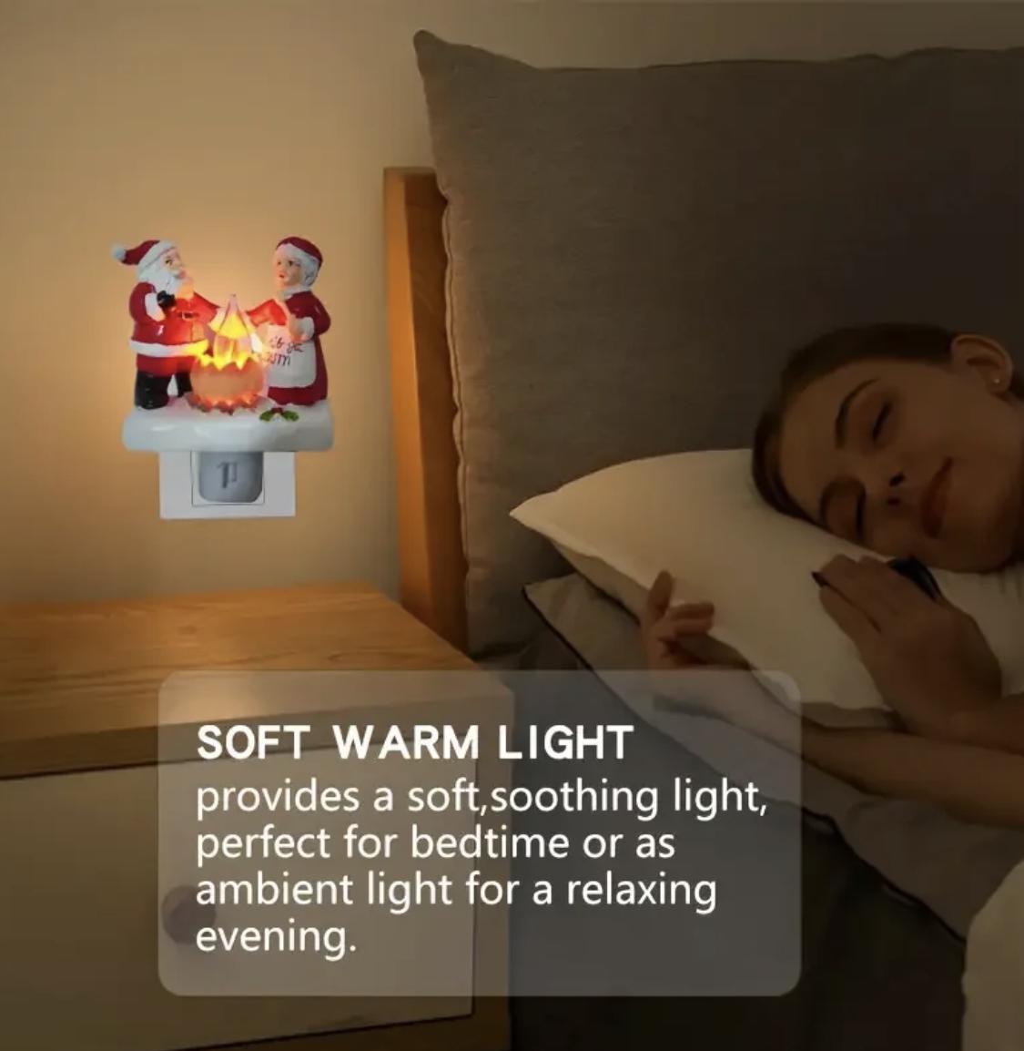 3D LED Santa Claus Campfire Night Light - Warm White Compact Indoor Decorative Light with Realistic Flickering, Funny Halloween & Christmas Themed Decor, 2027 Design Home Festive Supply, Funny Halloween Nightlight